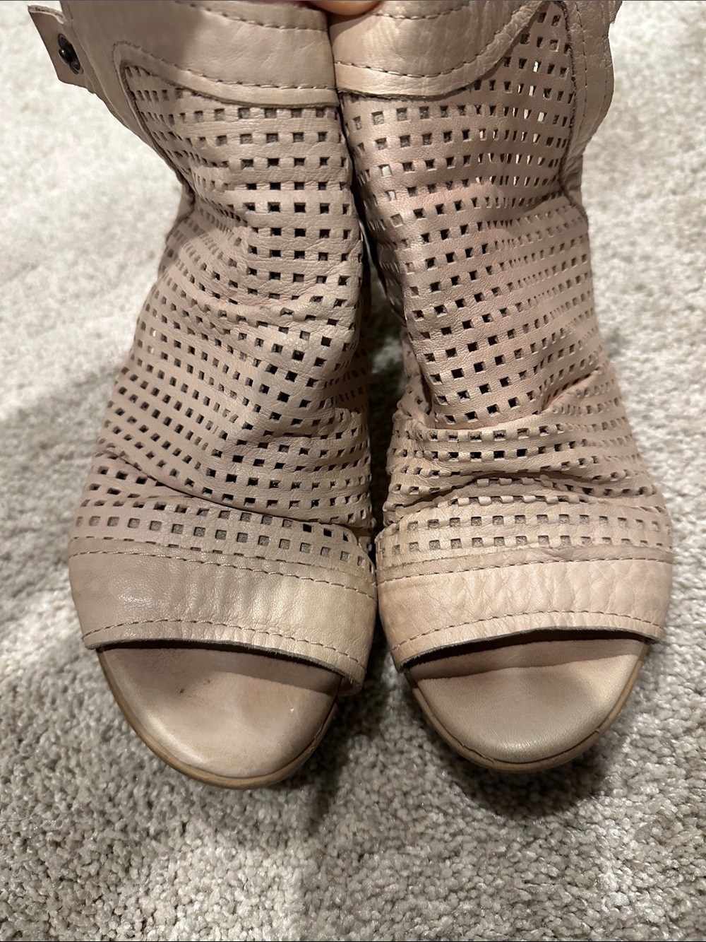 Women's Taupe bueno Perforated Peep-Toe Booties size 39